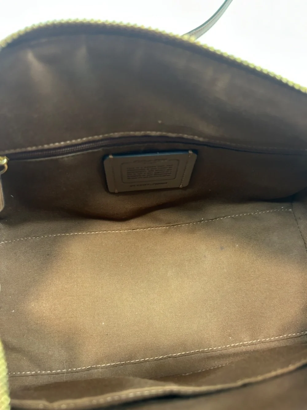 COACH Rowan Satchel in Khaki/Saddle Signature Coated Canvas Crossbody Strap